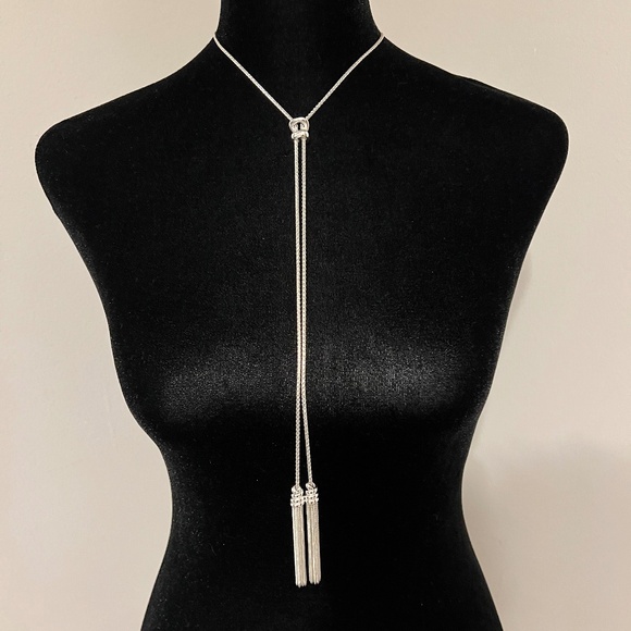 Kendra Scott Silver Lariat Choker Adjustable Necklace - Picture 2 of 15